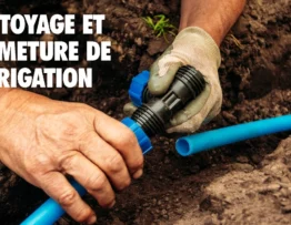 Nettoyage et fermeture des systèmes d'irrigation. L'idée est de faire comprendre aux gens l'importance de la fermeture des systèmes d'irrigation.