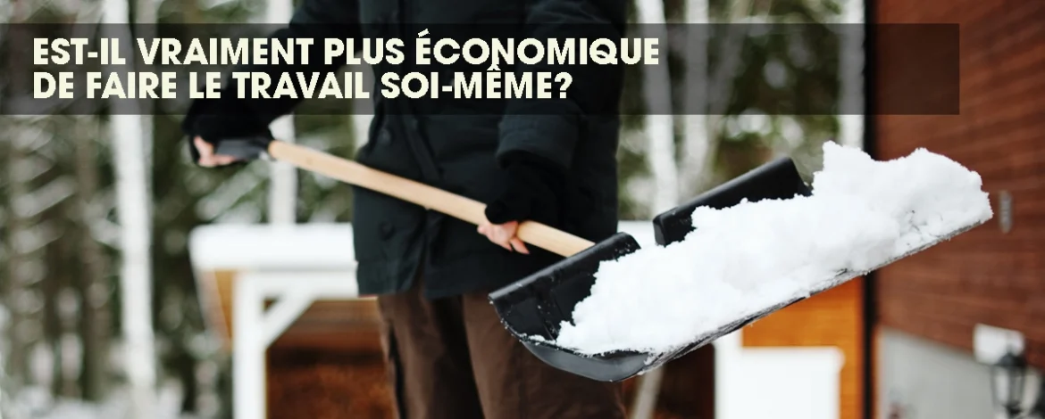 Person holding a snow shovel, ready to clear snow