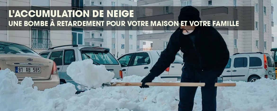 Person shoveling a large amount of accumulated snow near a parked car.